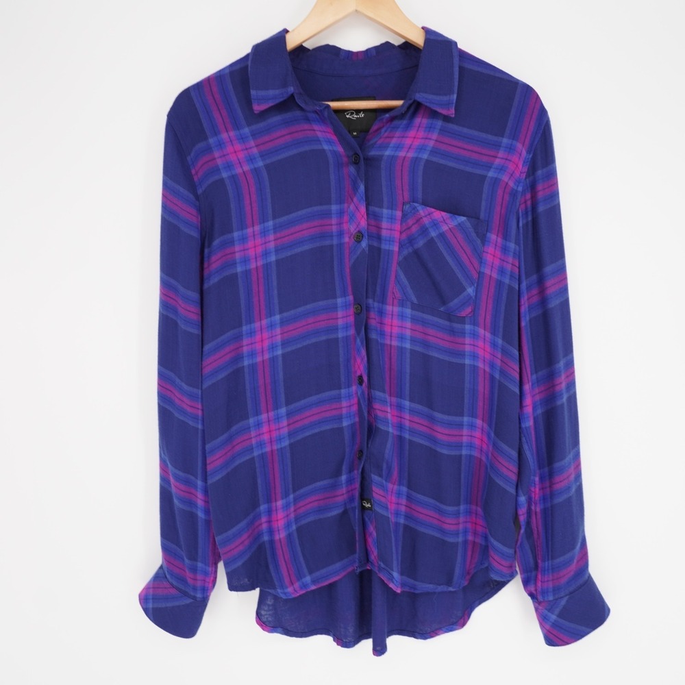 Rails Button Up Shirt Womens XS Blue Plaid Country Classic Casual Pocket Comfy